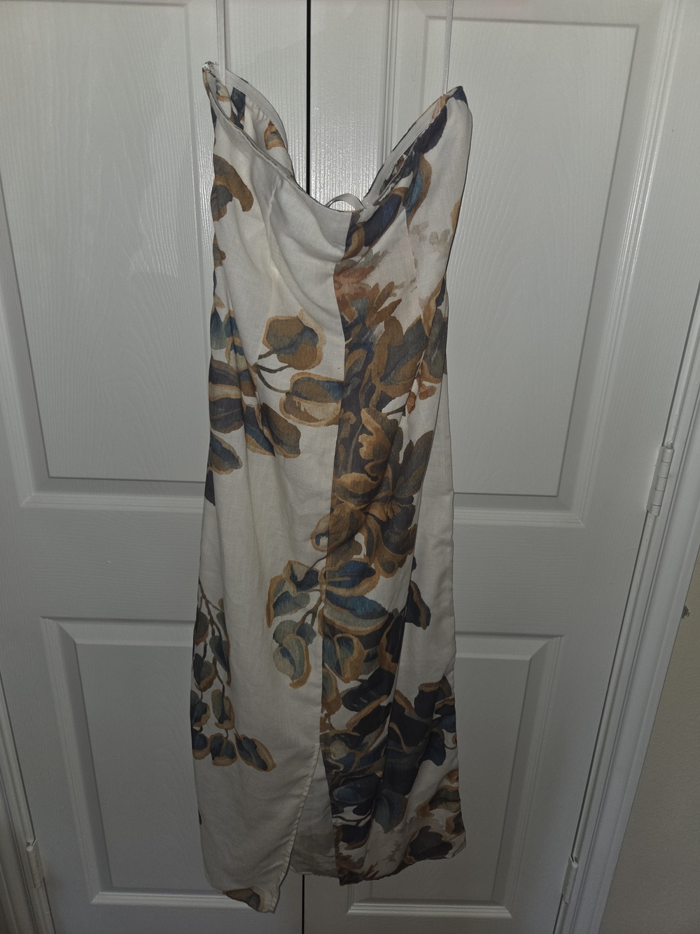 Commense Floral Slip Dress in Cream, Blue, and Brown - Picture 5 of 8
